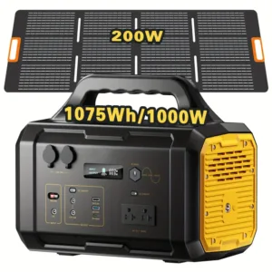 Estación de energía portátil de 1075Wh/1000W pico 2000W con panel solar de 200W